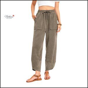 Wide Leg Harem Pants High Waisted Elastic Pull On Lounge Sweatpants